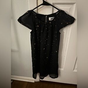 Kids Black Dress with Gold Star Pattern